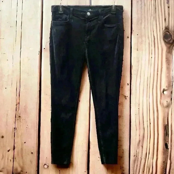 7 For All Mankind Women's Dark Green Velvet Skinny Jeans in Size 28. - Picture 3 of 5